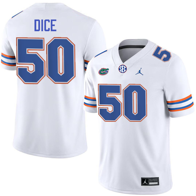 Tavaris Dice Florida Jersey,Florida Gators #50 Tavaris Dice Uniforms,Jersey Youth-White